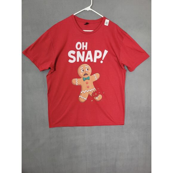 Oh Snap Gingerbread Man Funny Shirt Adult Mens T-Shirt Size XL - Picture 1 of 7